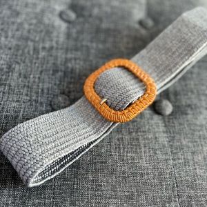 Straw belt in Grey-Silver